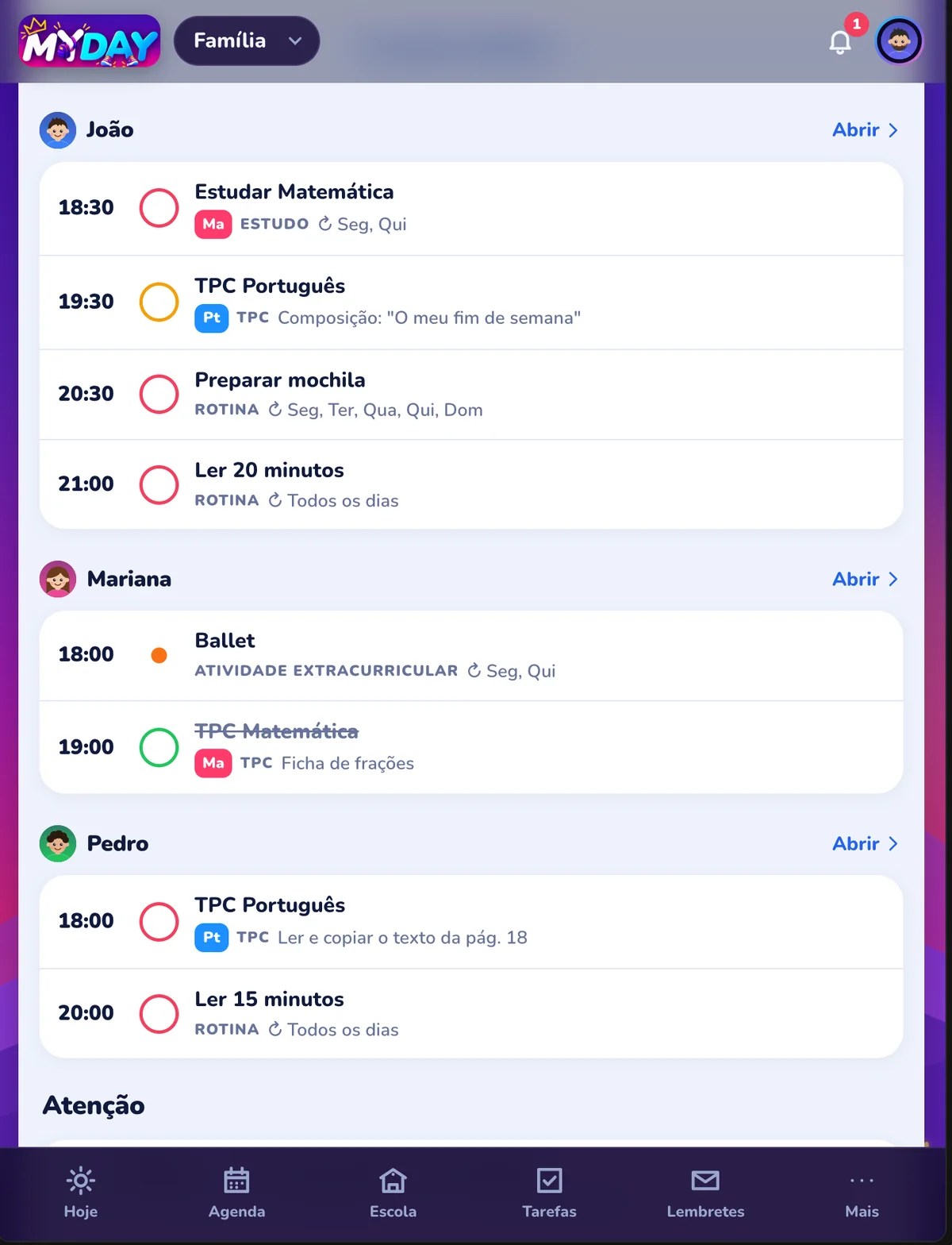 Experiência MYDAY para organização, desafio e acompanhamento